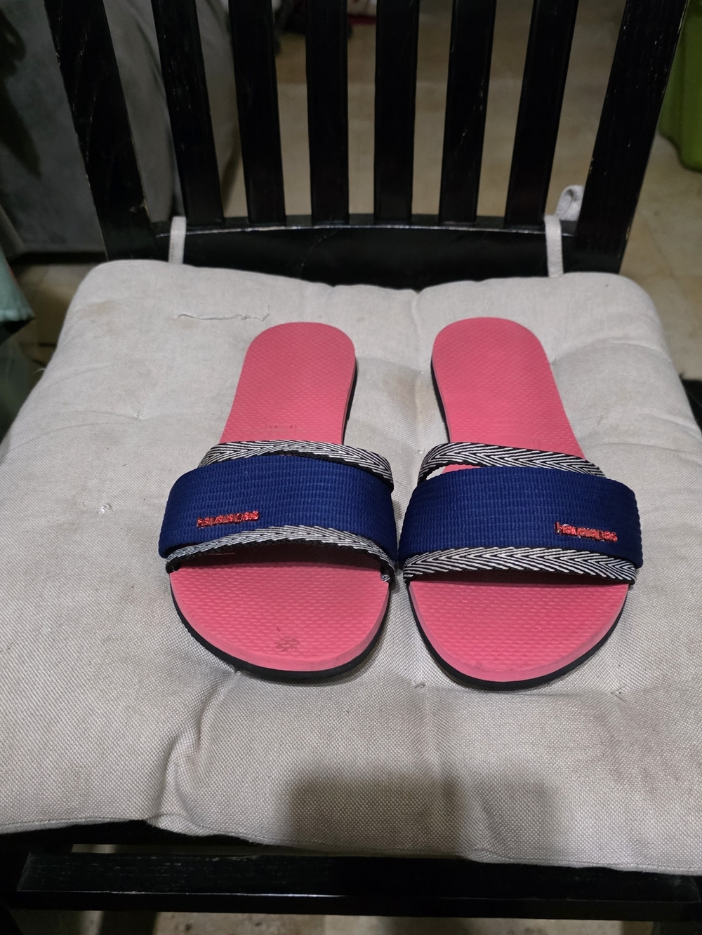 Havaianas You Trancoso Pink Blur Fabric Strap Slide Sill Gentlr Used Size 11